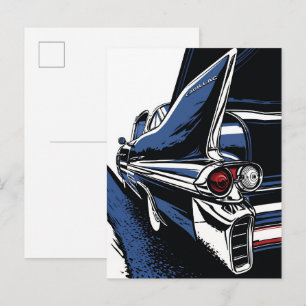 Vintage Tailfin Glow in Pop Art Blue Postcard