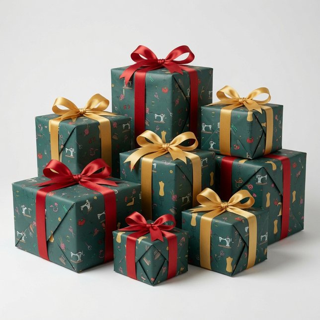 Vintage Tailor Sewing Tools Wrapping Paper (Creator Uploaded)