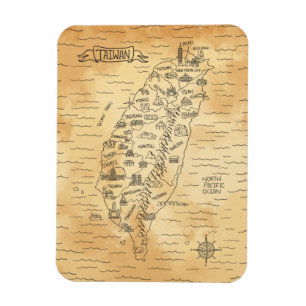 Vintage Taiwan Map Photo Magnet