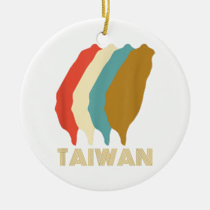 Vintage Taiwan T-shirt, I Love Taiwan Map Ceramic Tree Decoration