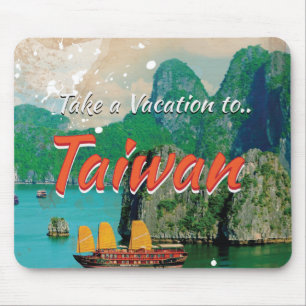Vintage Taiwan Travel Poster Mouse Mat