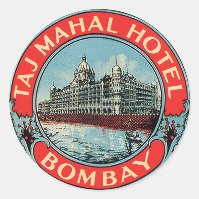 Vintage Taj Mahal Hotel Bombay Stickers (Front)