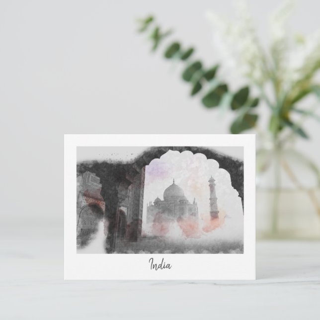 Vintage Taj Mahal Postcard – Retro Travel Souvenir (Standing Front)