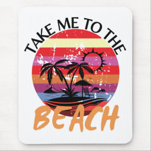 Vintage Take Me To The Beach Summer Mouse Mat