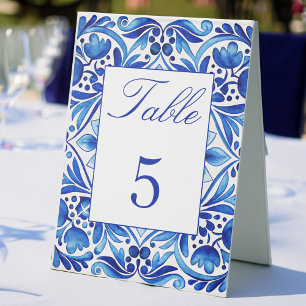 Vintage Talavera Azulejo blue tiles wedding number