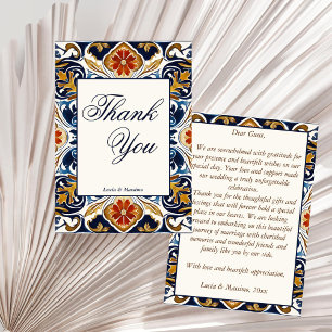 Vintage Talavera Azulejo wedding  Thank You Card