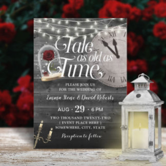 Vintage Tale as Old as Time Fairytale Wedding Invitation