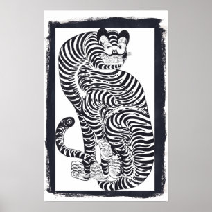 Vintage talismanic tiger in Black Frame LARGE Poster