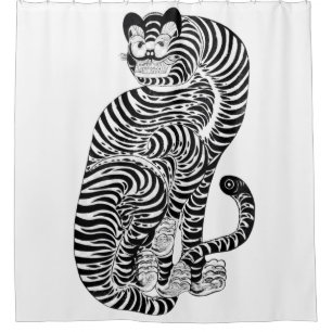 Vintage talismanic tiger shower curtain