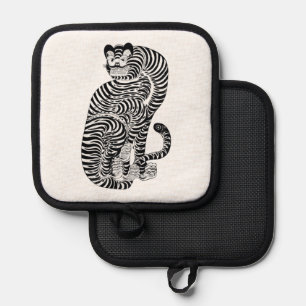 Vintage talismanic tiger Small Pot Holder