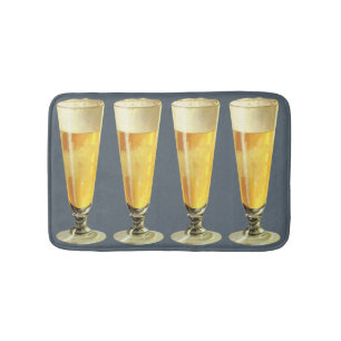 Vintage Tall Frosty Draught Beer, Alcohol Beverage Bath Mat