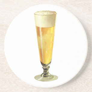 Vintage Tall Frosty Draught Beer, Alcohol Beverage Coaster