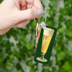 Vintage Tall Frosty Draught Beer, Alcohol Beverage Key Ring