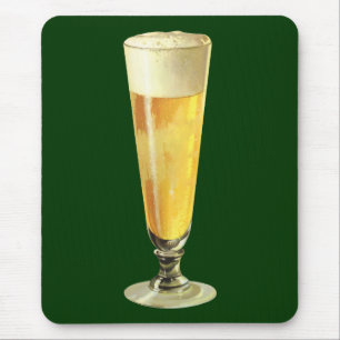 Vintage Tall Frosty Draught Beer, Alcohol Beverage Mouse Mat