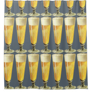 Vintage Tall Frosty Draught Beer, Alcohol Beverage Shower Curtain