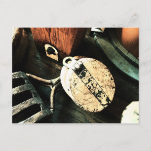Vintage Tall Ship Pulleys Postcard