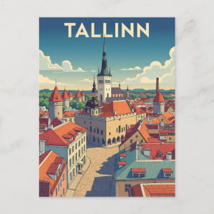 Vintage Tallinn Estonia Travel Postcard