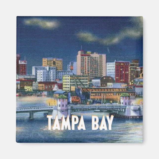 Vintage Tampa Florida Buildings and Bay Magnet (Front)