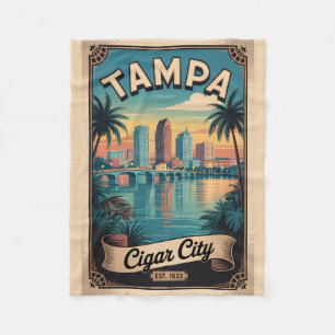 Vintage Tampa Florida Retro Travel Poster Art Fleece Blanket