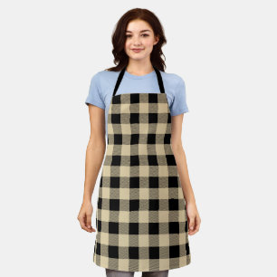 Vintage Tan and Black Buffalo Plaid Apron