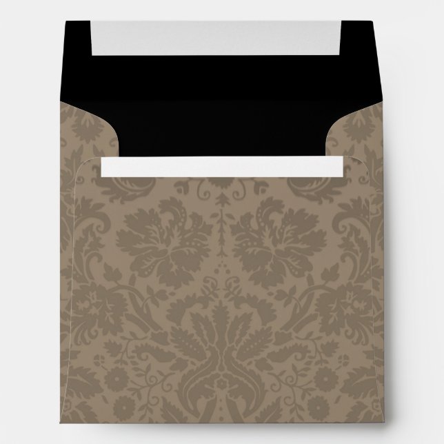 Vintage Tan Damask Pattern with Black Liner Envelopes (Back (Bottom))