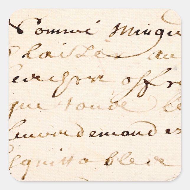 Vintage Tan French Letter Script Parchment Square Sticker (Front)