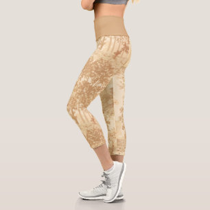 Vintage Tan Landscape Toile w/Urns and Columns   Capri Leggings