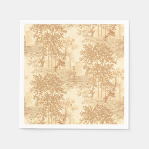 Vintage Tan Landscape Toile w/Urns and Columns   Napkin