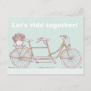 Vintage Tandem Bicycle Postcard