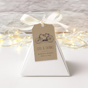 Vintage Tandem Bicycle Wedding Favour Thank You Gift Tags