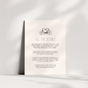Vintage Tandem Bicycle Wedding Guest Details Card