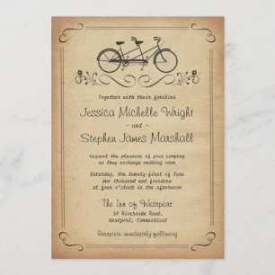 Vintage Tandem Bicycle Wedding Invitations