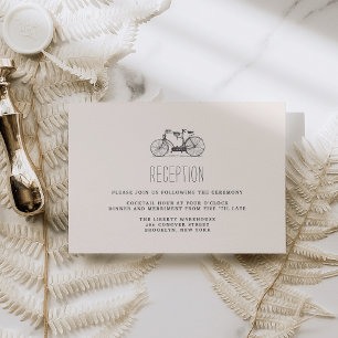 Vintage Tandem Bicycle Wedding Reception Card