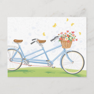 Vintage Tandem Bicycle with Flower Basket Postcard