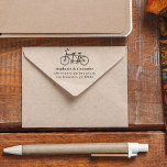 Vintage Tandem Custom Wedding Names Return Address Rubber Stamp<br><div class="desc">This classic design features your custom names in an elegant, bold, lowercase, serif font and your return address or contact details in a similar style. Above the text there is a tandem bicycle. This return address stamp is perfect for weddings, save the dates, couples and more! Change the text by...</div>