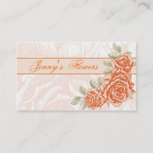 Vintage tangerine orange roses custom business card