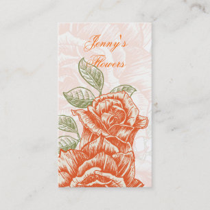 Vintage tangerine orange roses custom business card