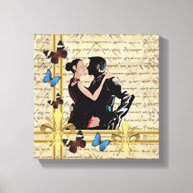 Vintage tango dancers. canvas print (Front)