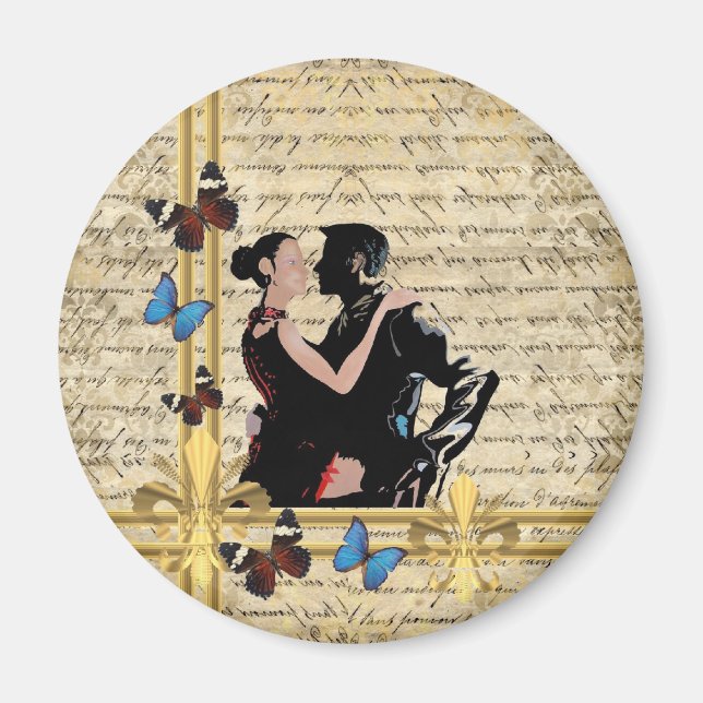 Vintage tango dancers magnet (Front)