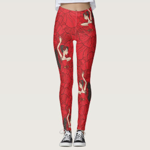 Vintage Tango Flamenco Dance Pattern Leggings