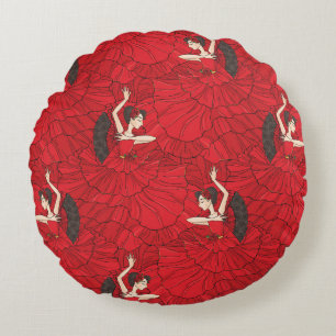 Vintage Tango Flamenco Dance Pattern Round Cushion