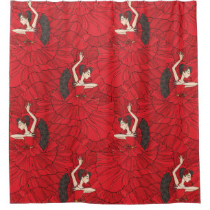Vintage Tango Flamenco Dance Pattern Shower Curtain