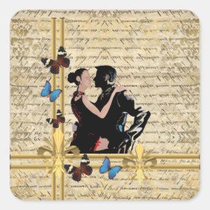 Vintage tango square sticker