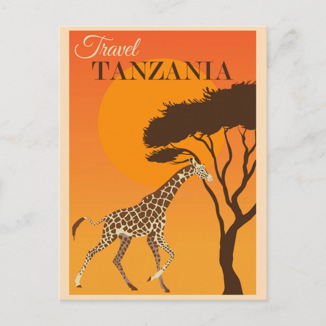 Vintage Tanzania Africa Giraffe Travel Postcard (Front)