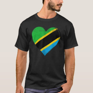 Vintage Tanzania Flag Heart For Tanzanian_1 T-Shirt