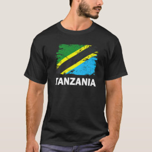 Vintage Tanzania Tanzanian Flag Pride Support Tanz T-Shirt