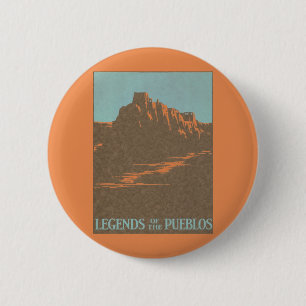 Vintage Taos Pueblos New Mexico, Travel Poster Art 6 Cm Round Badge