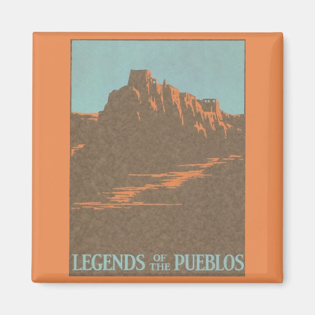 Vintage Taos Pueblos New Mexico, Travel Poster Art Magnet (Front)