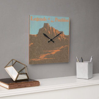 Vintage Taos Pueblos New Mexico, Travel Poster Art Square Wall Clock