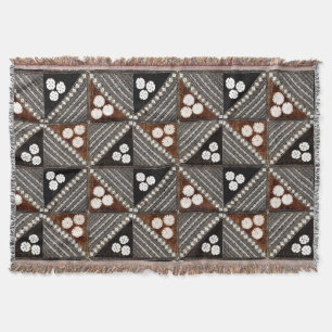 Vintage Tapa Pattern from Fiji Throw Blanket